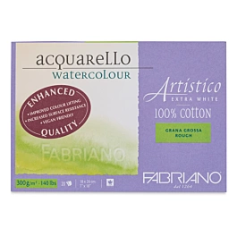Bloc Acuarela Artistico extra white grano grueso Fabriano 18x26cm 300g/m²