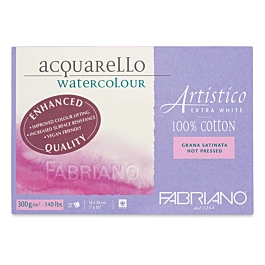 Bloc acuarela Artistico extra white grano satinado Fabriano 18x26cm 300g/m²