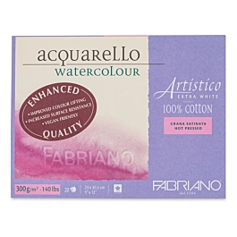 Bloc acuarela Artistico extra white grano satinado Fabriano 23x30,5cm 300g/m²