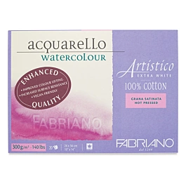 Bloc acuarela Artistico extra white grano satinado Fabriano 26x36cm 300g/m²