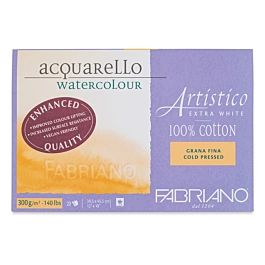 Bloc acuarela Artistico extra white grano fino Fabriano 30,5x45,5cm 300g/m²