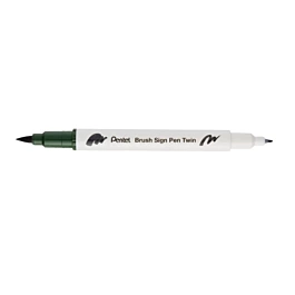 T115 Olive Green Brush Sign Pen Twin Pentel Marker Pen