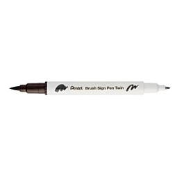 T118 Dark Brown Brush Sign Pen Twin Pentel Marker Pen