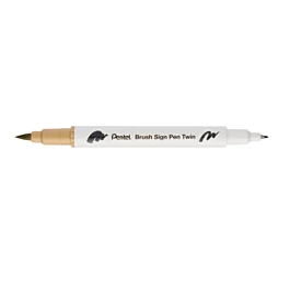 T124 Beige Brush Sign Pen Twin Pentel Marker Pen