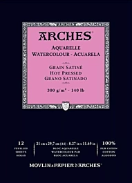 Block Arches acquarello incollato 1 lato Grana Satinata 21x29,7cm 300g/m²