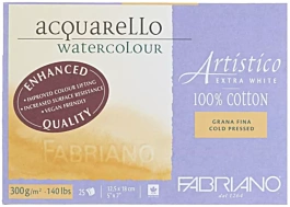 Bloc Acuarela Artistico Extra White Grano Fino Fabriano 12,5x18cm 300g/m²