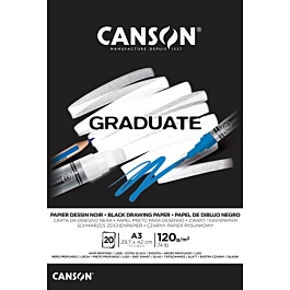 Drawing pad Graduate Noir glued 1 side plain Canson A3 120g/m².