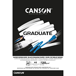 Sketchpad Graduate Noir glued 1 side plain Canson A5 120g/m².