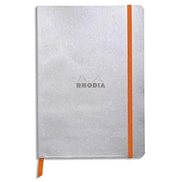Notizbuch Flexibel geklebt Seitlich geklebt Linien Silber Rhodia A5