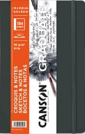 Cuaderno Sketch Graduate Tapa Blanda Gris Oscuro Muy Liso Grano Fino Canson 14x21,6cm 90g/m²