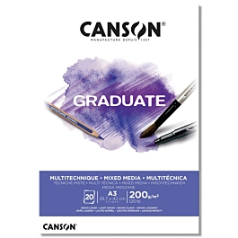 Mixed Media Pads 1 side fine-grain glued Graduate Canson A3 200g/m²