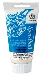 Speedball Water-Soluble Block Printing Ink Platinum White 75ml