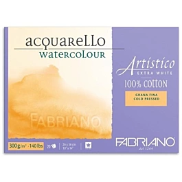 Bloc Acuarela Artistico extra white grano fino Fabriano 26x36cm 300g/m²