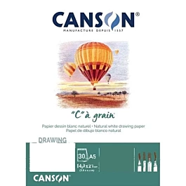 Drawing Pad "C" à Grain collé 1 face blanc naturel grain fin Canson A5 224g/m².