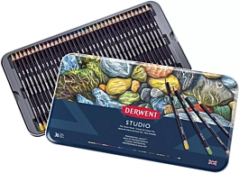 36 elementów Studio Derwent Metallic Box