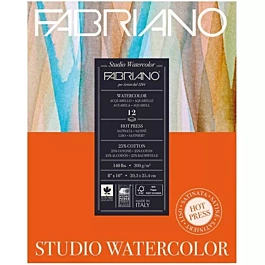 Fabriano 12H Hot Press Satin Watercolor Pad 20x25cm 300g/m²