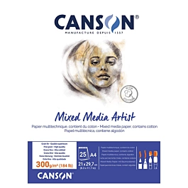 25H Techniques mixtes Artiste Canson A4 300g/m² bloc collé