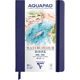 Bloc acuarela tapa dura 24H grano fino Aquapad Clairefontaine 14x21cm 300g