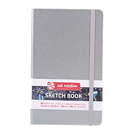 Notatnik „Sketch Book” w kolorze błyszczącego srebrnego metalu, ArtCreation, 140 g/m², 13 x 21 cm