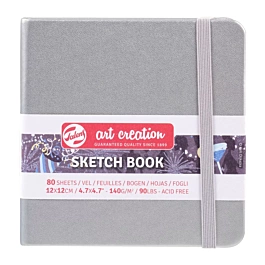 Notatnik „Sketch Book” w kolorze błyszczącego srebrnego metalu, ArtCreation, 140 g/m², 12 x 12 cm