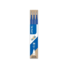 Set 3 recargas para bolígrafo roller tinta gel FriXion Ball Azul Pilot 0,7mm
