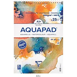 Bloc acuarela espiral Aquapad Clairefontaine A3+ 300g/m²