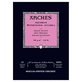 Bloc acuarela encolado a 1 lado grano satinado 300g/m² Arches 29,7x42cm