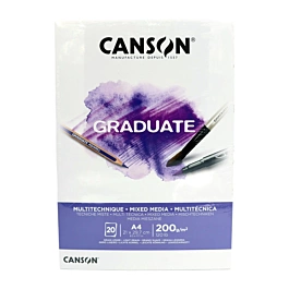 Mixed Media Pads 1 Side Glued 1 Side Fine Grain Graduate Canson A4 200g/m²