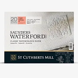Bloc encolado a 4 lados grano satinado 20 hojas extra blanco St Cuthberts Mill 31x23cm 