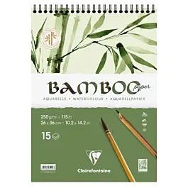 Bloc acuarela espiral Bamboo Clairefontaine 26x36cm 250g/m²