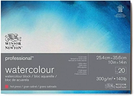 SUPER DEAL **40%** Winsor and Newton Professional Watercolour Pad Glued 4 Sides Hot Pressed 25,4x35,6cm 300g/m²