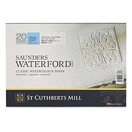 Bloc acuarela encolado a 4 lados 20 hojas grano grueso Waterford St Cuthberts Mill 26x18cm