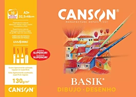 Minipack 10 Papeles Dibujo Basik Liso Canson A3+ 130g/m²