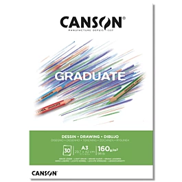 Bloc Dibujo Graduate Encolado 1 Lado Grano Fino Canson A3 160g/m²