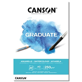 Blocco note per acquerello Graduato Incollato 1 Lato Grana Fine Canson A3 250g/m²