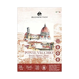 Bloc dibujo y diseño grano grueso Ponte Vecchio Magnani 34x45cm 220gr/m2