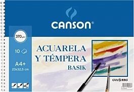 Bloc Acuarela Témpera Basik Espiral Liso Canson A4+ 370g/m²