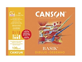 Minipack 10 Papeles Dibujo Basik Liso Canson A4 130g/m²