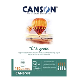 Bloc Dibujo “C” à Grain Encolado 1 Lado Blanco Natural Grano Fino Canson A3 180g/m²