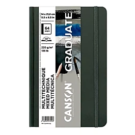 Cuaderno Graduate Mixed Media Gris Tapa Dura Grano Fino Canson 14x21,6cm 220g/m²