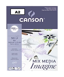 Bloc Imagine Mix Media Encolado 1 Lado Blanco Grano Fino Canson A2 200g/m²