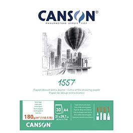 JA 1557 Bloc Canson Dessin 180g/m² collé sur un côté 21x29,7cm