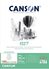 JA 1557 Bloc Canson Dessin 180g/m² collé sur un côté 29,7x42cm