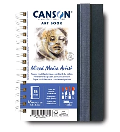 Carnet de notes vertical pour techniques mixtes Artist Canson A5 300g/m².