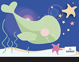 Creative Studio Kids Drawing Folder Canson Whale Rubber Borders 26x33cm
