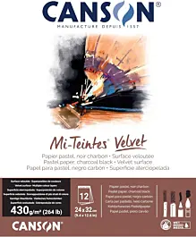 Mi-Teintes Velvet 607 Black Charcoal Canson 24x32cm 430g/m² pad