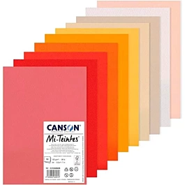 Kit 10 Feuilles Mi-Teintes Tons Chauds Canson A4 160gr