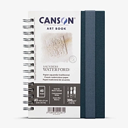 Saunders Waterford spiral bound watercolour vertical notebook fine grain hardback Canson A5 300g/m².