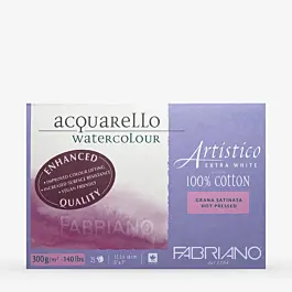 Bloc acuarela Artistico extra white grano satinado Fabriano 12,5x18cm 300g/m²