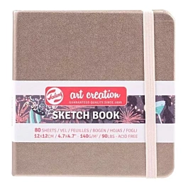 Notatnik „Sketch Book” w kolorze metalicznego różowego szampana, ArtCreation, 140 g/m², 12 x 12 cm